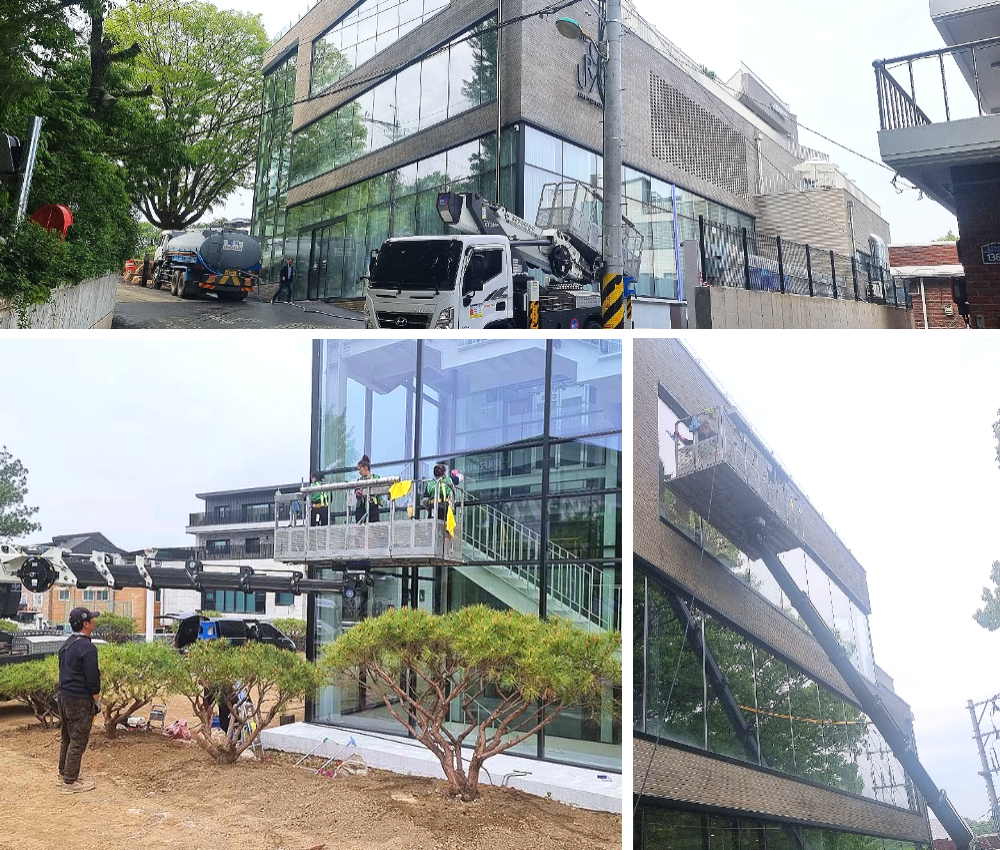 파주시 외벽청소와 스카이차타고 운정역 와동동 모든 건물을 깨끗하게 관한 작업사진입니다.